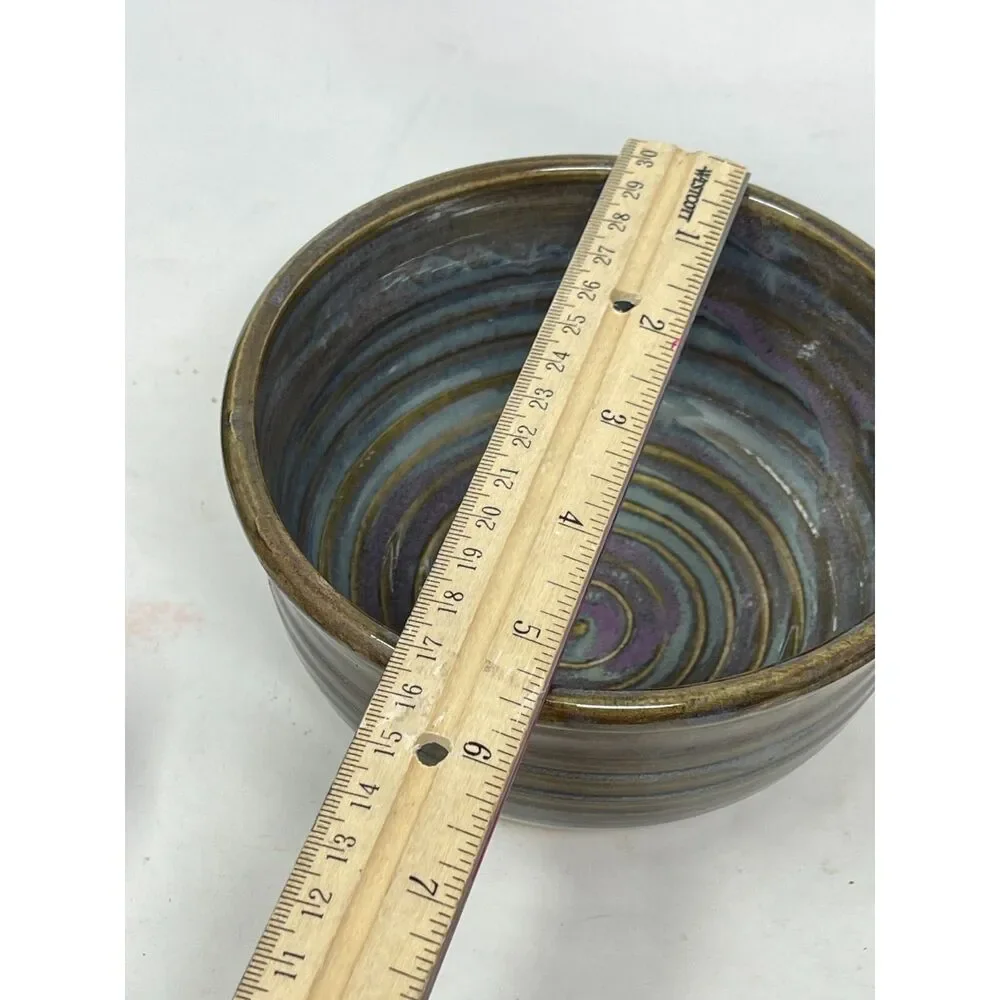 Handmade Pottery Cereal Bowl Signed Sanger 2006 Art Pottery Brown Vintage 5.5